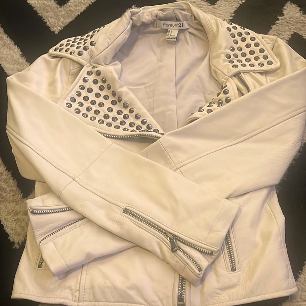 Forever 21 cream color faux leather jacket